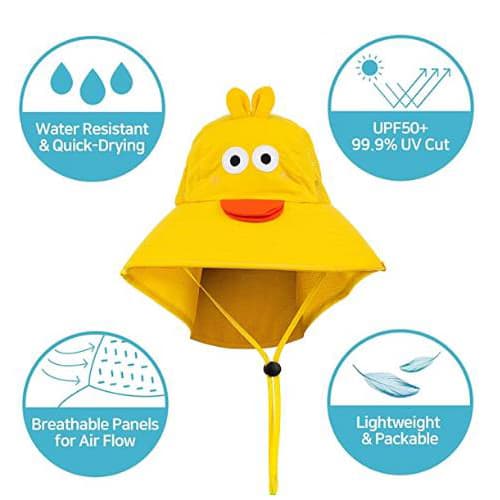Solhatt för barn med bred brättad strandhattar yellow