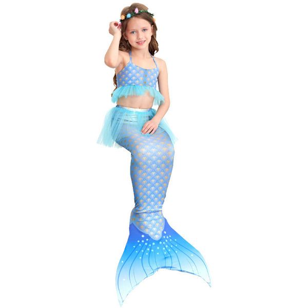 Tyttöjen Uimareiden Merenneito Hännän Prinsessamekko Cosplay-asu blue 120cm