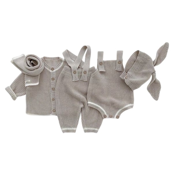 Baby Newborn Stickad Tröja Långärmad Outfit grey 73cm