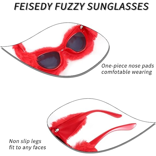Plush Fuzzy Kattöga Solglasögon för Kvinnor Red