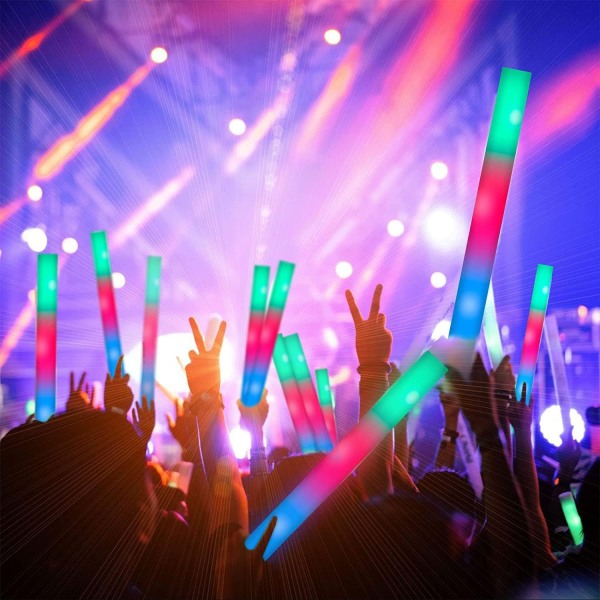 10 Pak LED Skumstænger, Glow Sticks i Bulk 48*4CM