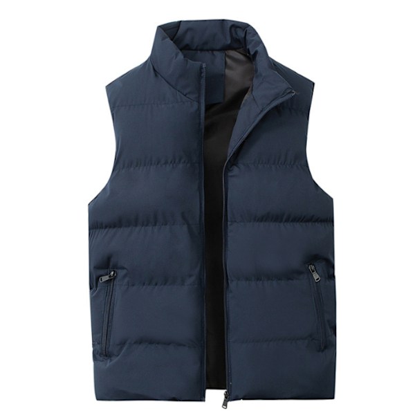 Män Casual Stand krage väst Vadderad jacka väst dark blue L