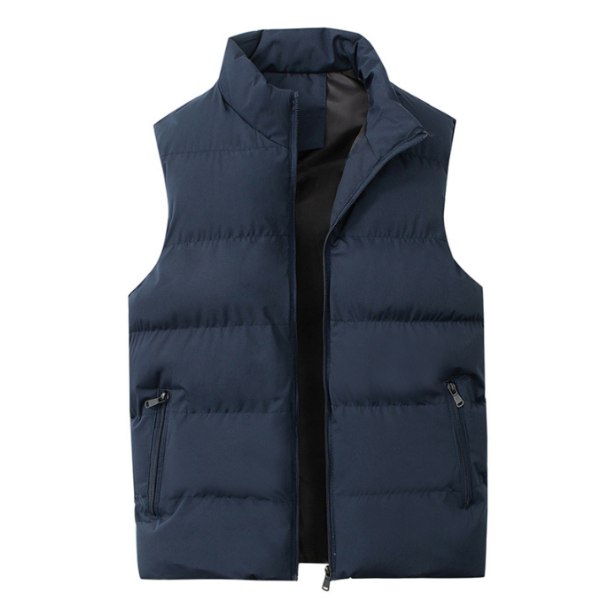 Män Casual Stand krage väst Vadderad jacka väst dark blue M