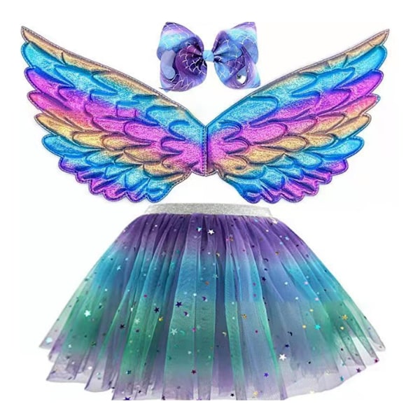 Barn Fairy Wings kostym för flickor Tutu pannband blue