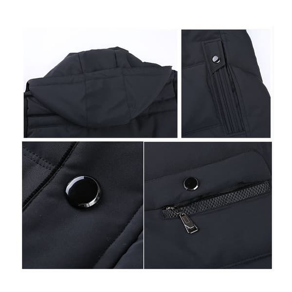 Vintervarm Herrpuffjacka med Huva Parkas Black M