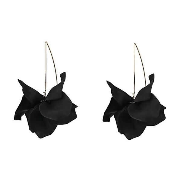 Boho Rose Petal Dangle Resin örhängen Black