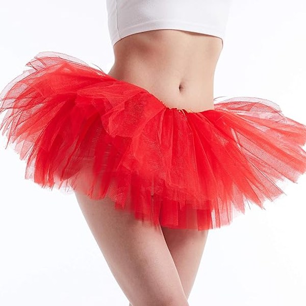 Tutu-hame Naiset Teinit Klassinen Elastinen 5-kerroksinen Tyyli Red