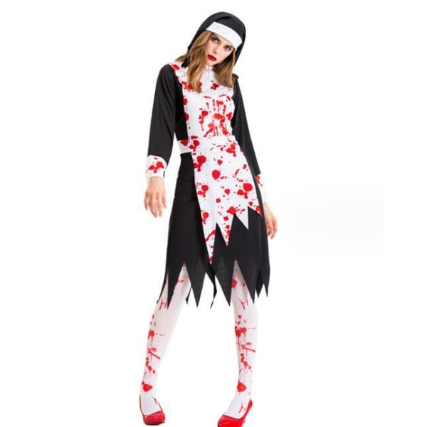 Zombie Blodplettet Nonne Kostume Halloween Cos Kostume L