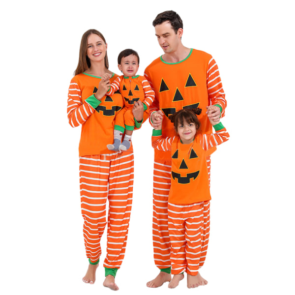 Familjematchande Pyjamas med Långärmad Pumpaprint för Halloween KIDS 3T