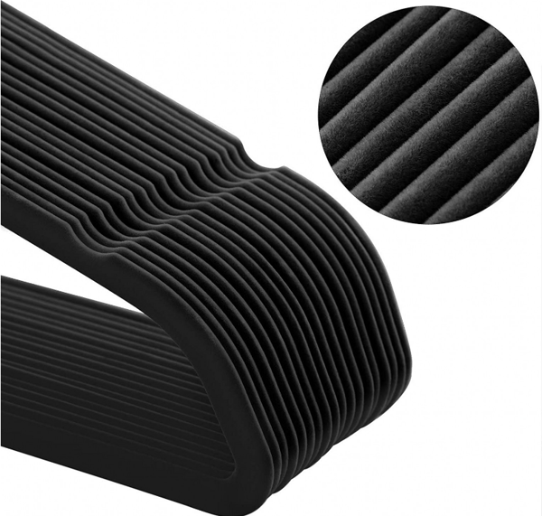 Halkfria sammetshängare, Kostymhängare (10-pack) black