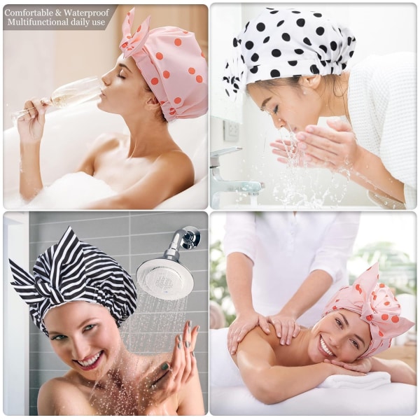 Cap Lyxiga duschmössor för kvinnor Återanvändbar vattentät cap för dusch opd-4