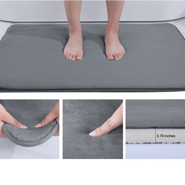 Memory Foam badmatta, supermjuka absorberande badrumsmattor grey 43x61
