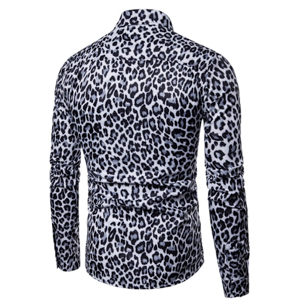 Långärmade print skjortor för män för fest grey L
