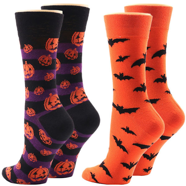 2 Paria Kurpitsalepahtousukkia Puuvilla Sukkia Halloween-juhliin Set 1