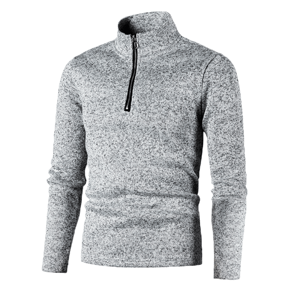 Herrar Tröja Placket Zip Solid Färg Mocka Halsjacka Gray S