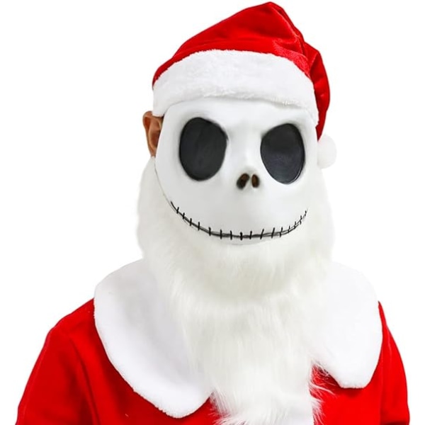 Skelet Skellington Maske Julemandsskjæg Julemandshue Sæt 51CM
