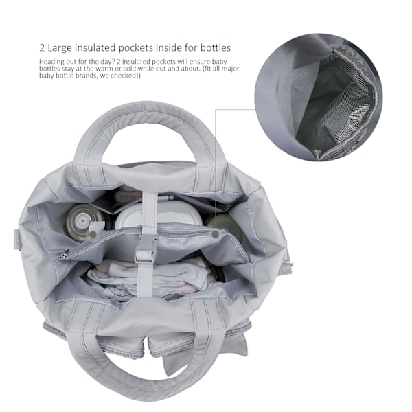 Blöjväsktote Nappy Changing Bags Multifunktionell Resa Camping Picknick Tote Bag Gray