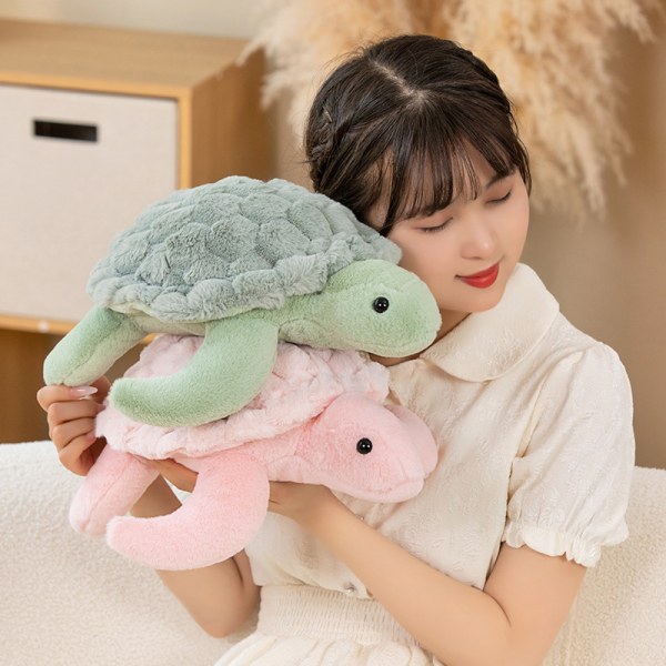 Sköldpadda gosedjur för vuxna, plysch kudde leksak för present alla hjärtans födelsedag green 38cm