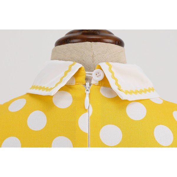 Tyttöjen lyhythihainen vintage-kukallinen 50-luvun polkadot-mekko Red L