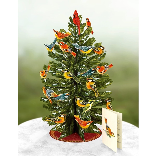 3D Papir Pop-Up Vintertre med Avtakbar Fuglepynt 41*25.5CM