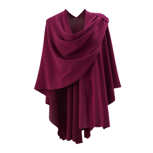 Korsfront Poncho Genser Wrap Topp Strikket Sjal Pulple