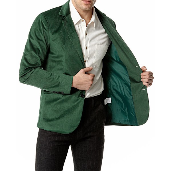 Herrjacka i sammetsblazer med två knappar Dark Green 2XL