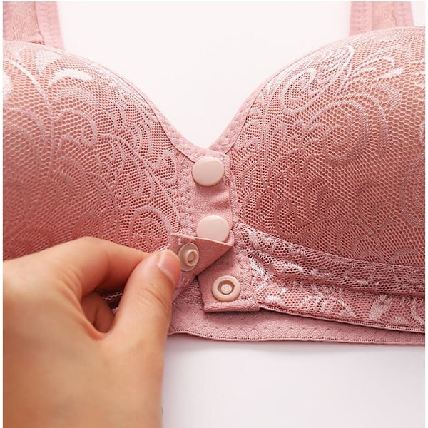 Dame BH med lukking foran, sømløs, ren bomull, myk cup Pink 42/95
