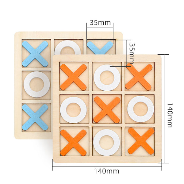 Tic Tac Toe-spel i trä XO Bordsleksak, Barnpusselspel Pedagogiska leksaker Red