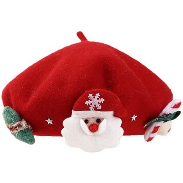 Dammode Söt cap med dekoration glänsande ullkonstnärsmössor hattar Red