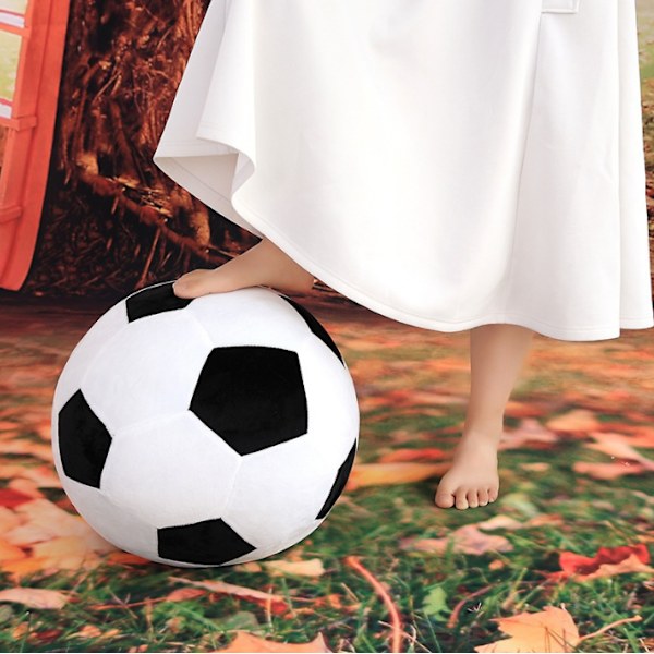 Plysch fotbollar fluffig fylld fotbollskudde black 30cm