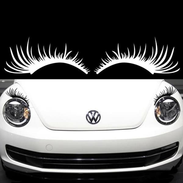 2 Par Eyelash-Dekaler til Bilens Frontlykter White