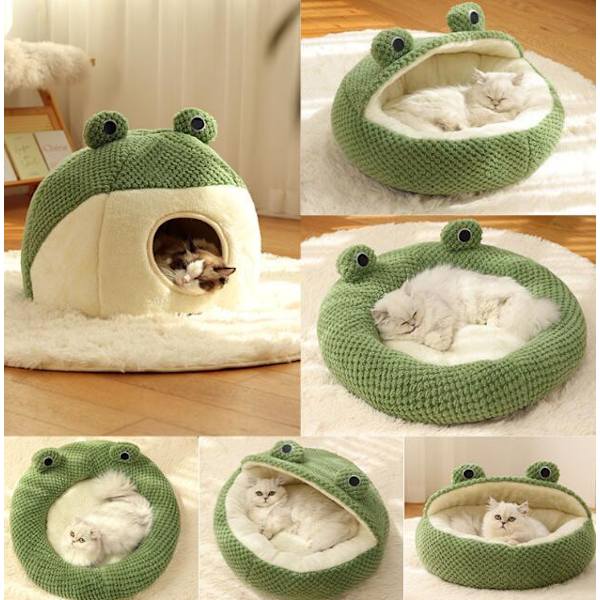 Superpehmeä Vihreä Sammakko Muotoinen Lemmikkivuode Three-Dimensional Nest M