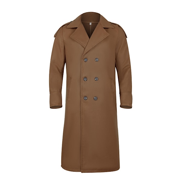 Herre Oversized Hakket Lang Frakke i Faux Uldblanding Green M