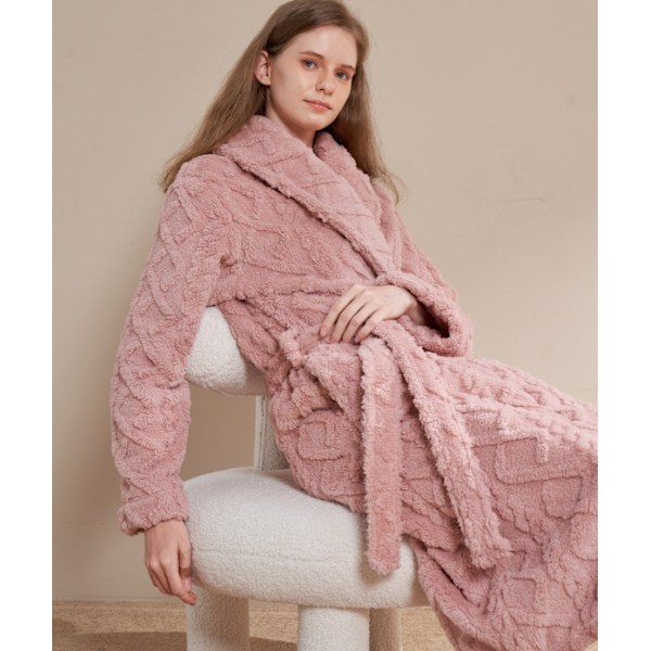 Miesten ja naisten Terry-shawl-turkkilainen kylpytakki Pink M