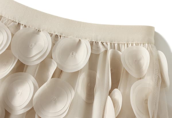 Dam Tyll Midi Kjol 3D Prickig Mesh Kjol A-Linje Beige