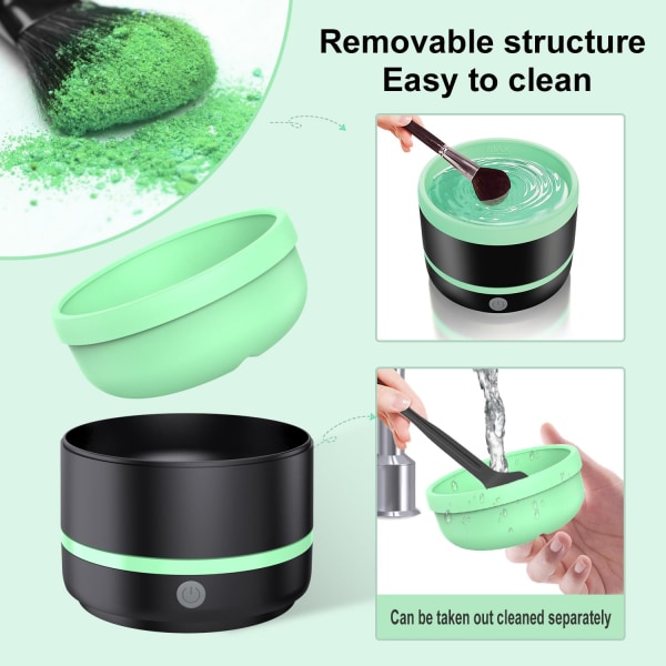 Electric Makeup Brush Cleaner Type-C Small Avtagbara borstar rengöringsmedel Green