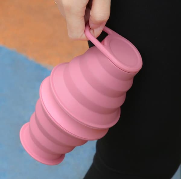 500 ml silikon vikbar sportvattenflaska Pink
