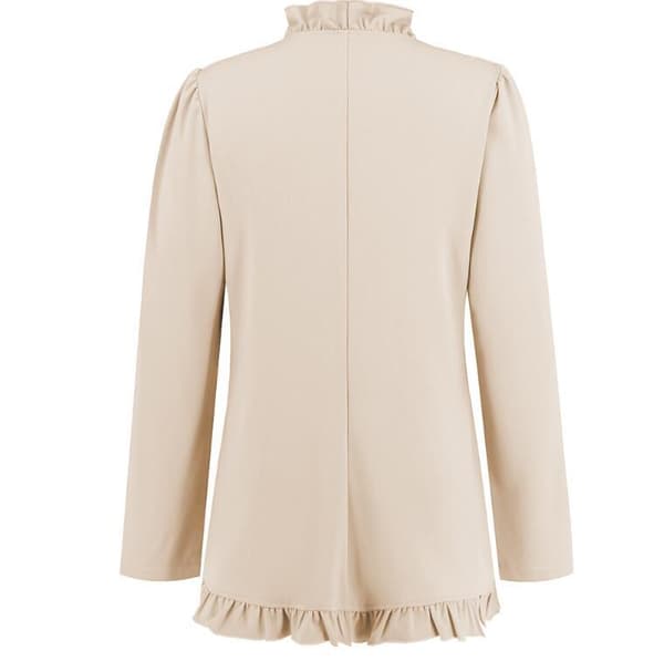 Damejakke med Rufflet Lapel og Knapper Apricot L