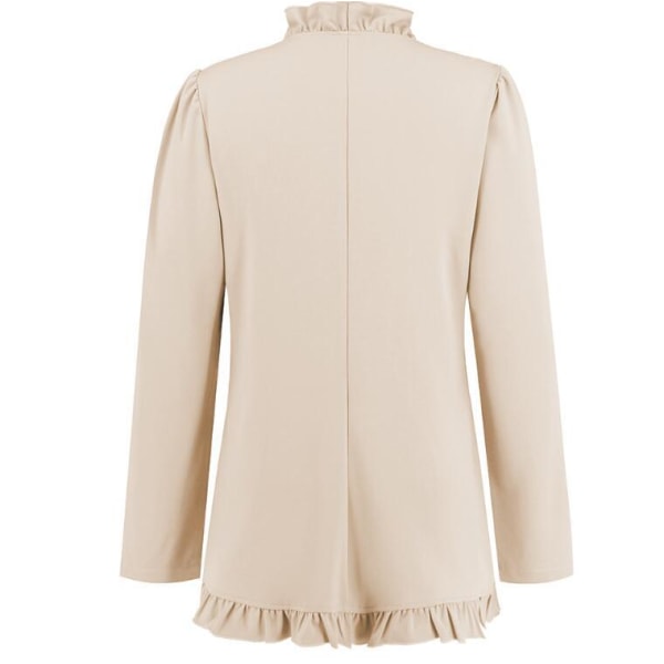 Kvinners Ruffled Lapel Knappelukking Jakke Apricot M