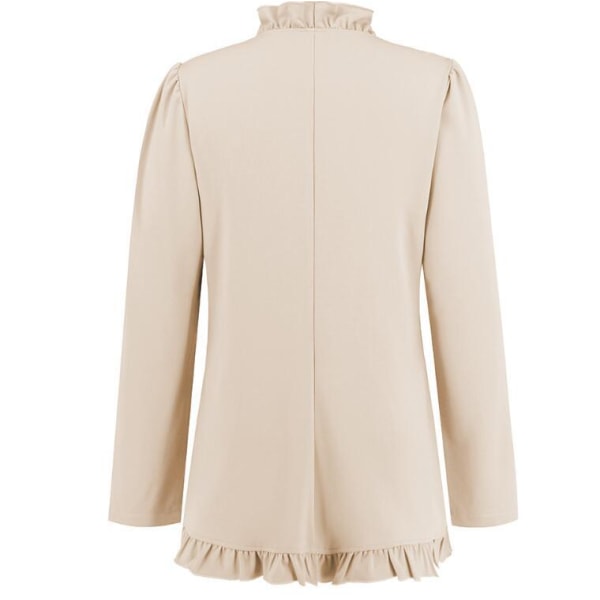 Kvinners Ruffled Lapel Knappelukking Jakke Apricot S