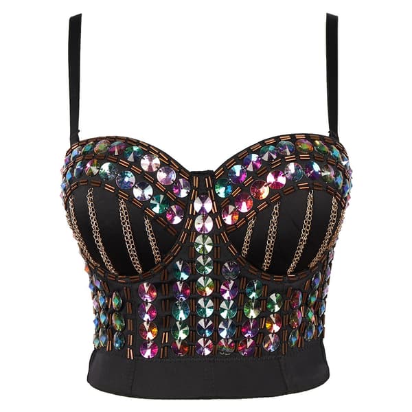 Rhinestone Bustier Crop Top för kvinnor 36B