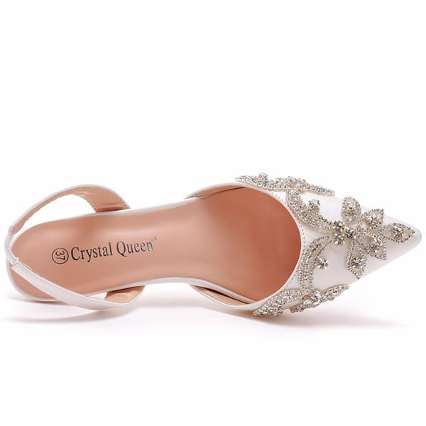 Dames Slingback Pumps med Lav Hæl og Spids Tå White 38