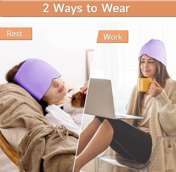 Huvudvärk Förkylning Migrän Relief Head Ice Pack Wrap Purple double layer