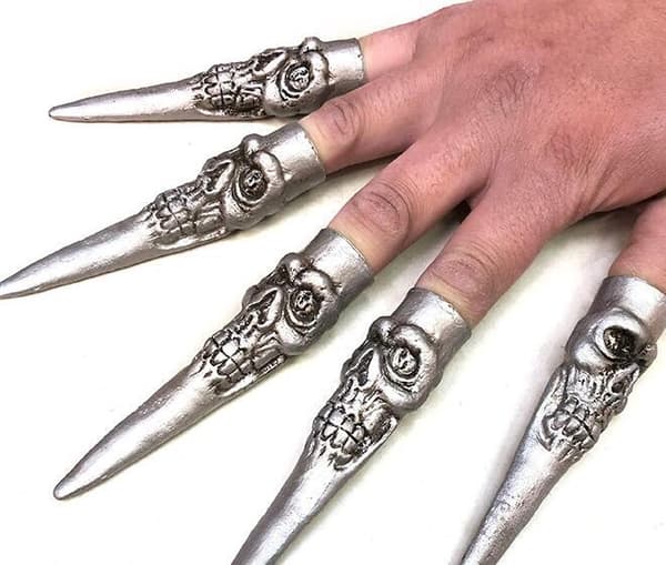 5 stk Halloween Spøkelsessimulerings Lange Negl Silver
