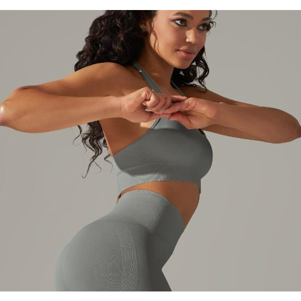 Solid Färgad Stretch Yoga Kläder Gray S