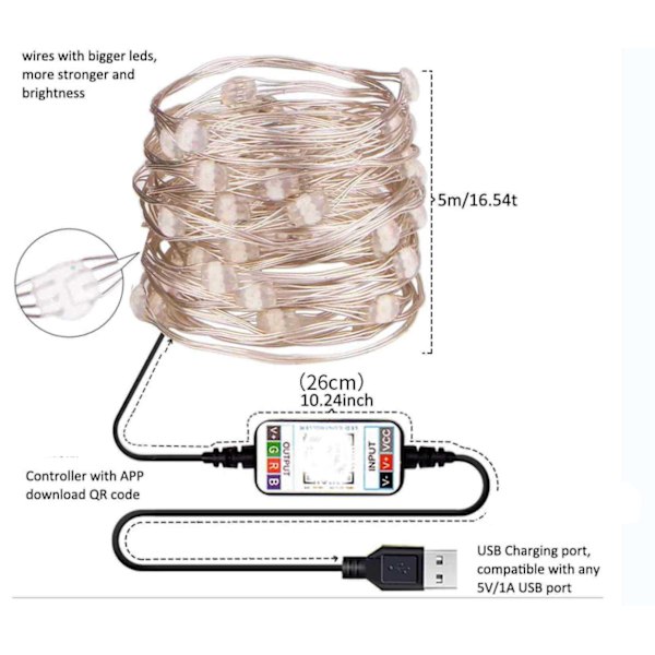 LED-slingor med musikläge RGB-färgförändring 20m 200LED