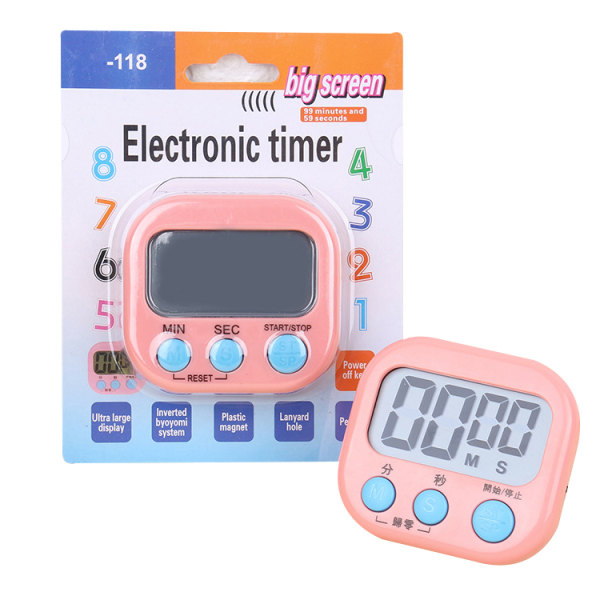 Liten digital kökstimer Magnetisk matlagningstimerklocka pink