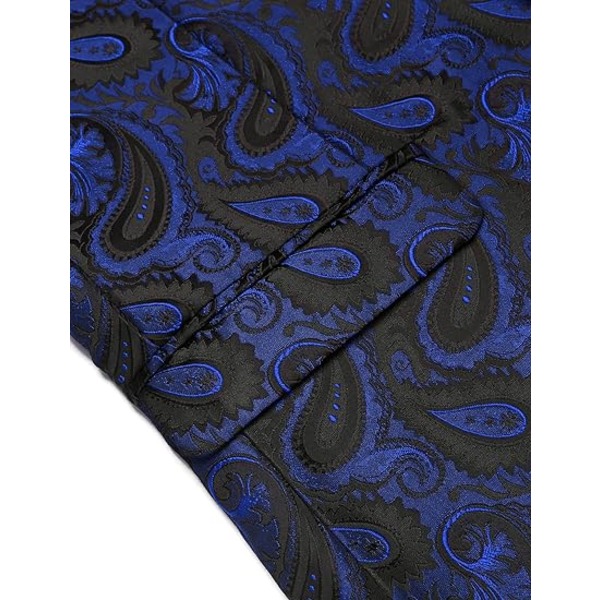 Mænds Blomster Tuxedo Jakke Paisley Sjal Lapel Blazer Jakke Blue XL