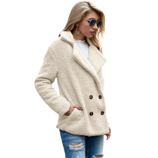 Dame Faux Shearling Shaggy Oversized Shacket Jakke White M