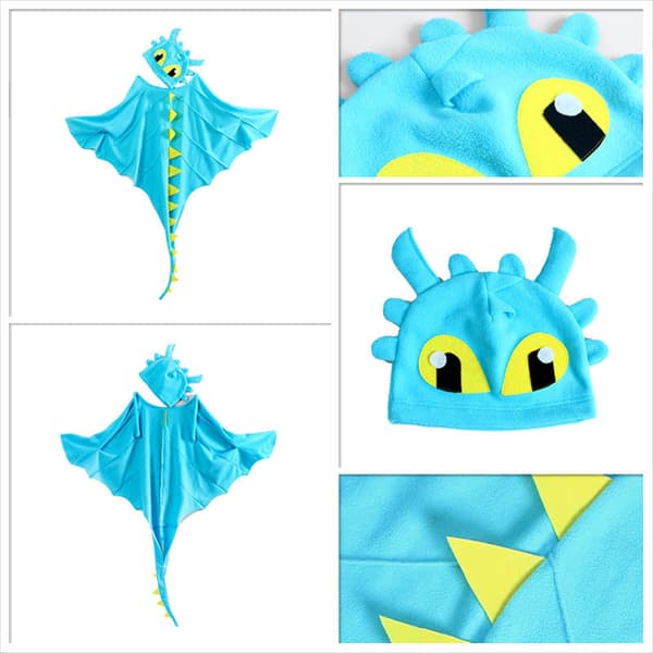 Barn Halloween klänning, mantel, hattar, mask, kostym light blue